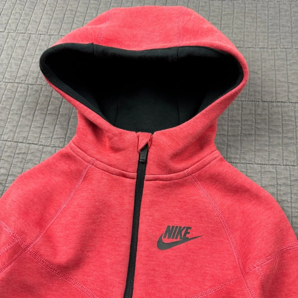 Nike Tech Fleece Kids 5 S 4-5 YRS Full Zip Hoodie Red Black Sportswear Athletic